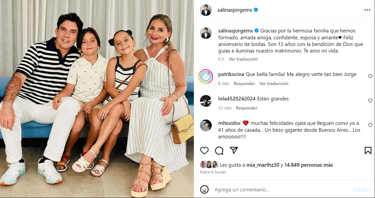Jorge Salinas publica emotiva foto familiar